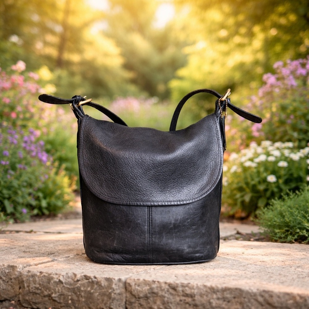 Vintage Coach Sonoma Black Leather Flap Crossbody Bag 4115 Made‎ in USA